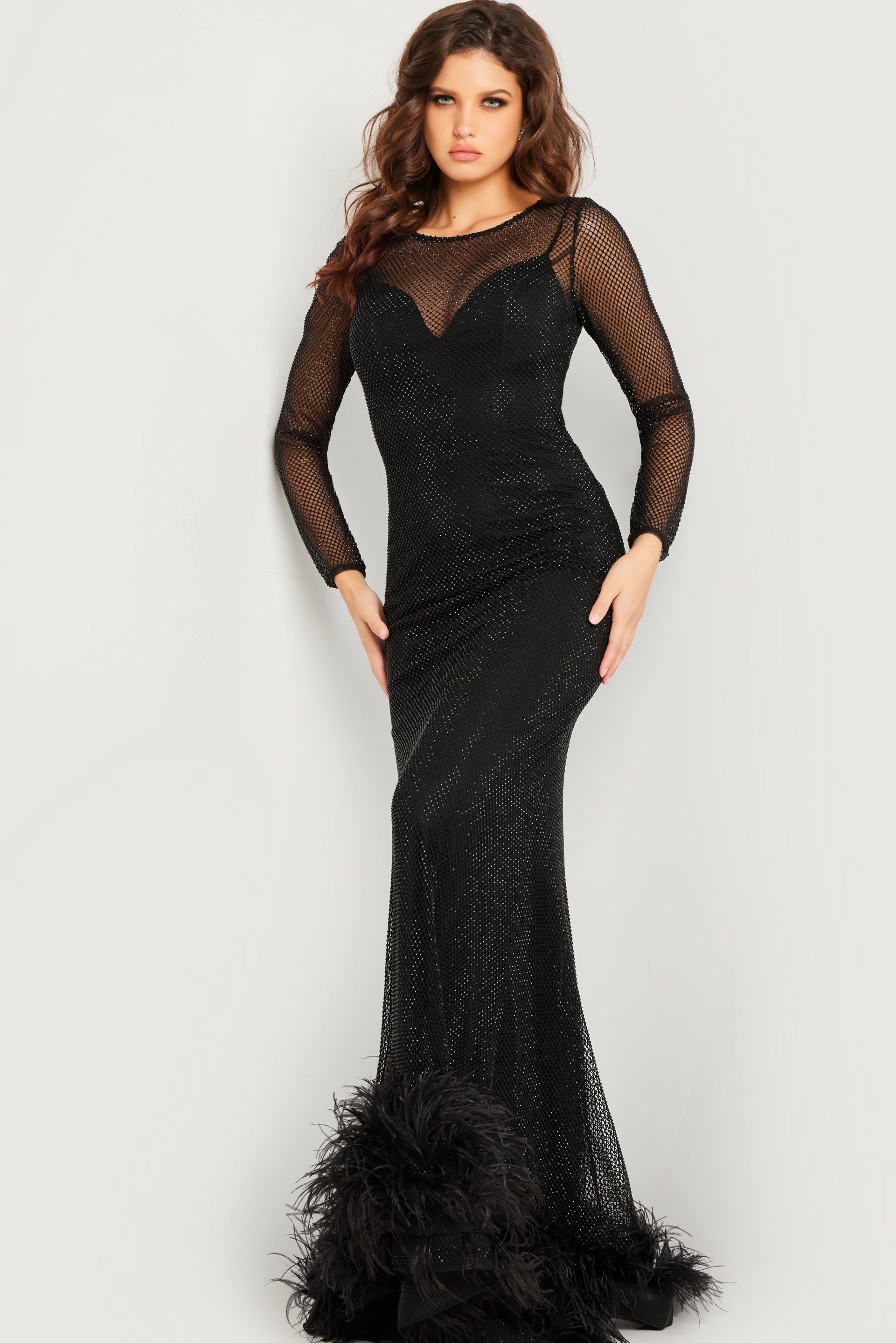 Jovani 26047 Fitted Long Sleeve Formal Evening Dress