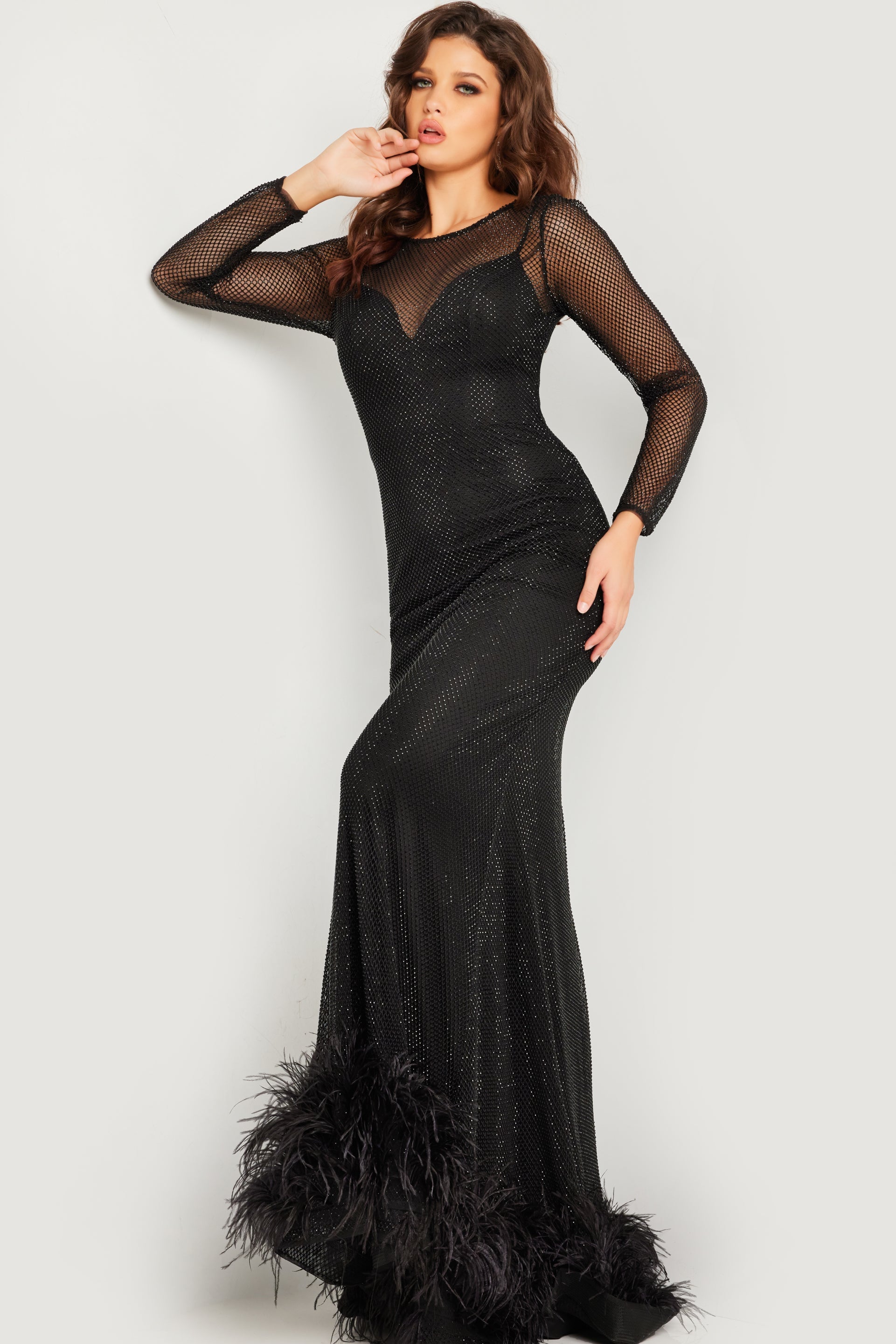 Jovani 26047 Fitted Long Sleeve Formal Evening Dress
