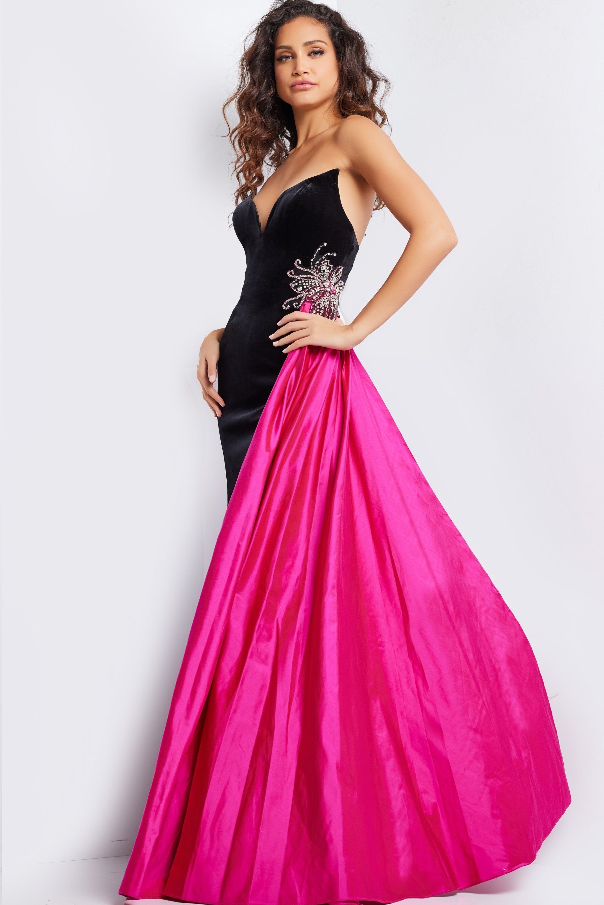 Jovani 26117 Fitted Side Brooch Long Formal Prom Dress