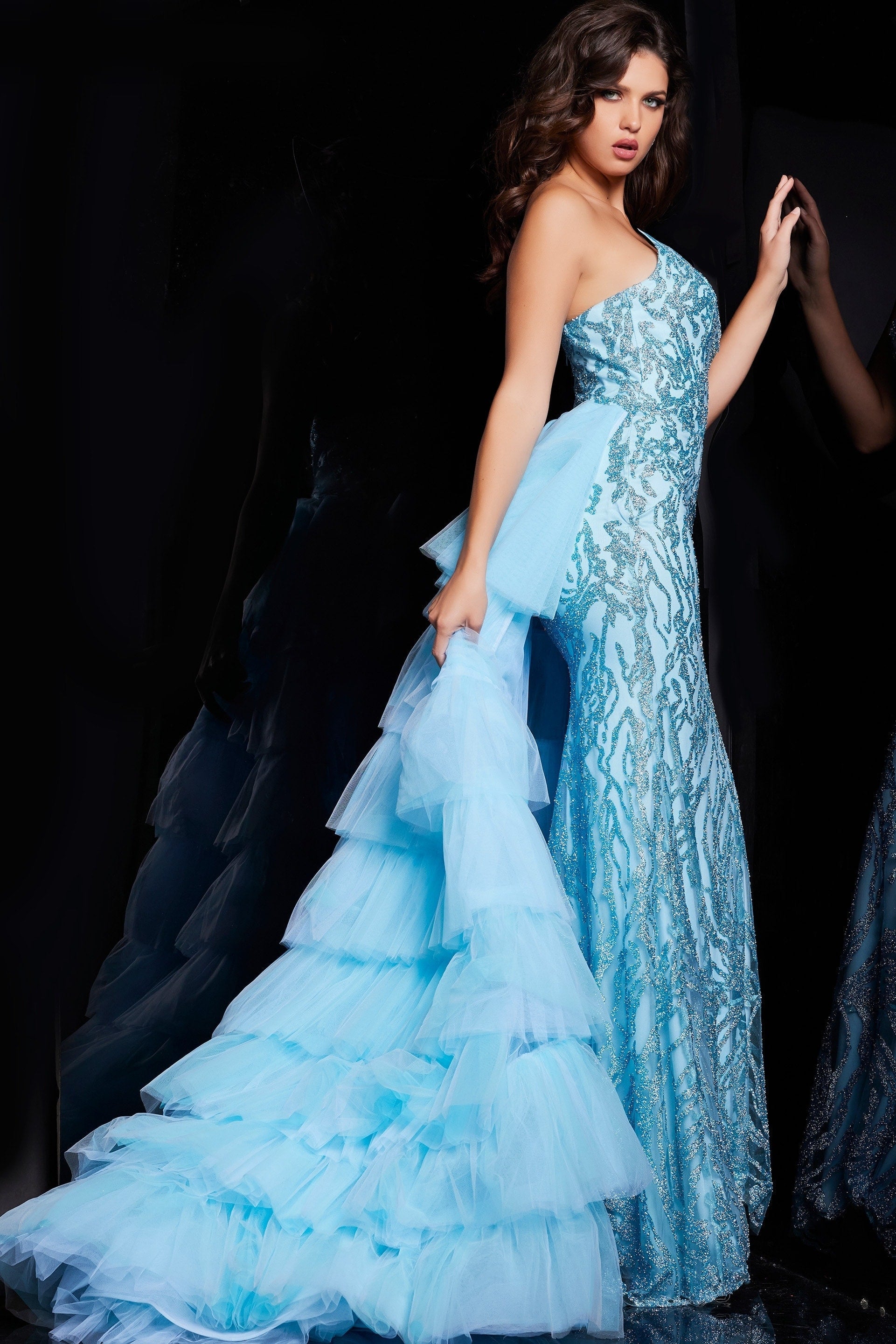 Jovani 26119 Layered Overskirt Long Formal Prom Dress