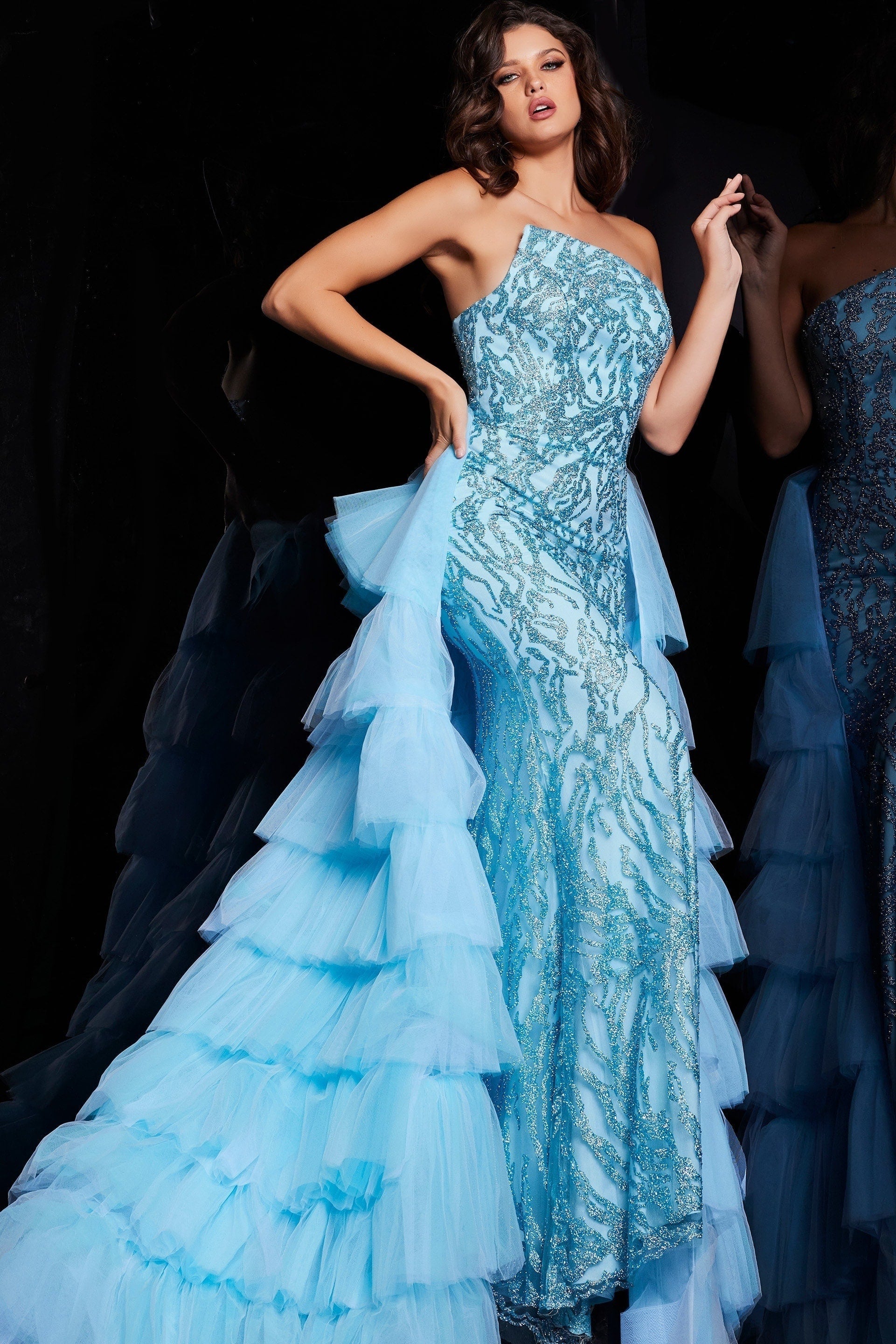 Jovani 26119 Layered Overskirt Long Formal Prom Dress