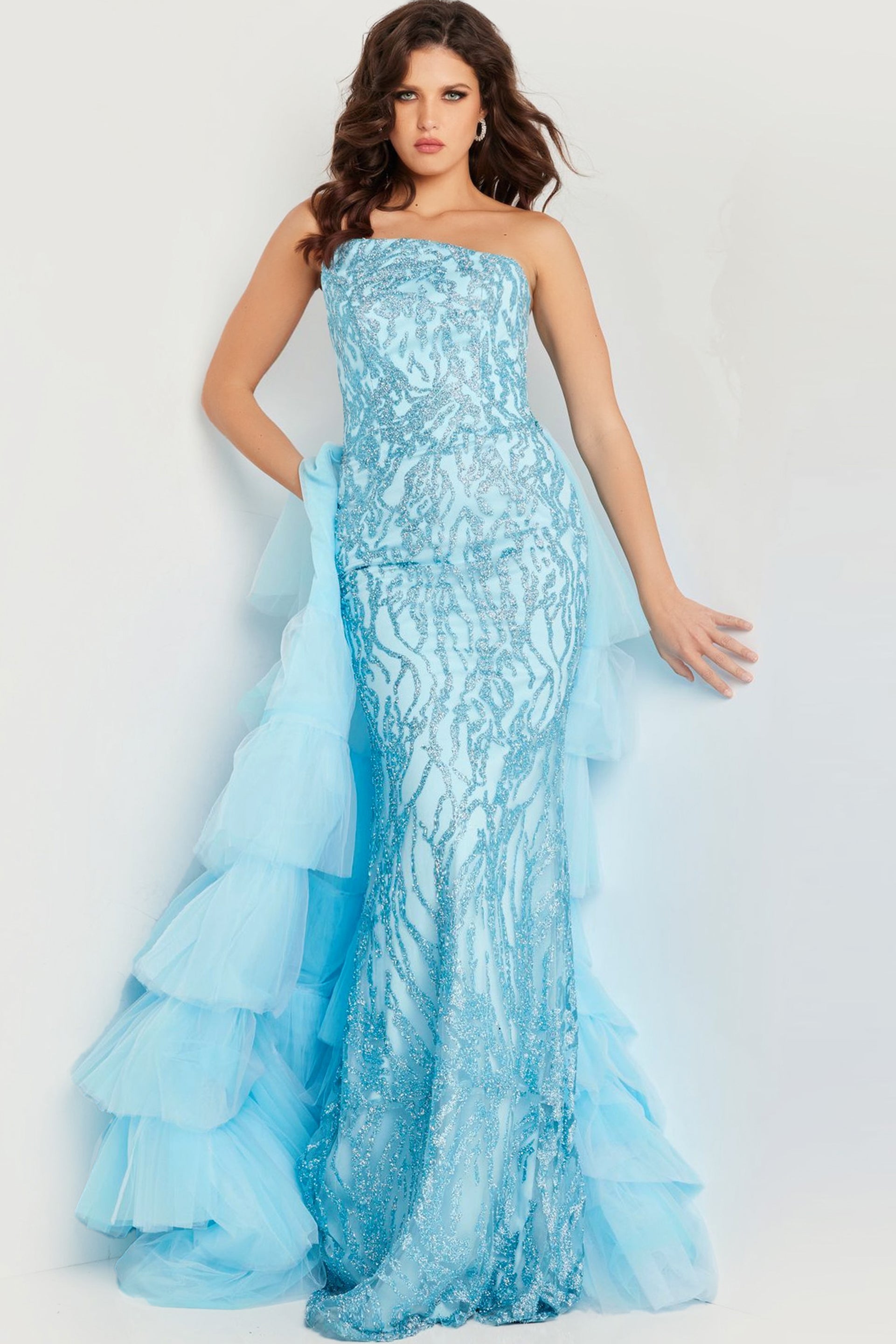 Jovani 26119 Layered Overskirt Long Formal Prom Dress