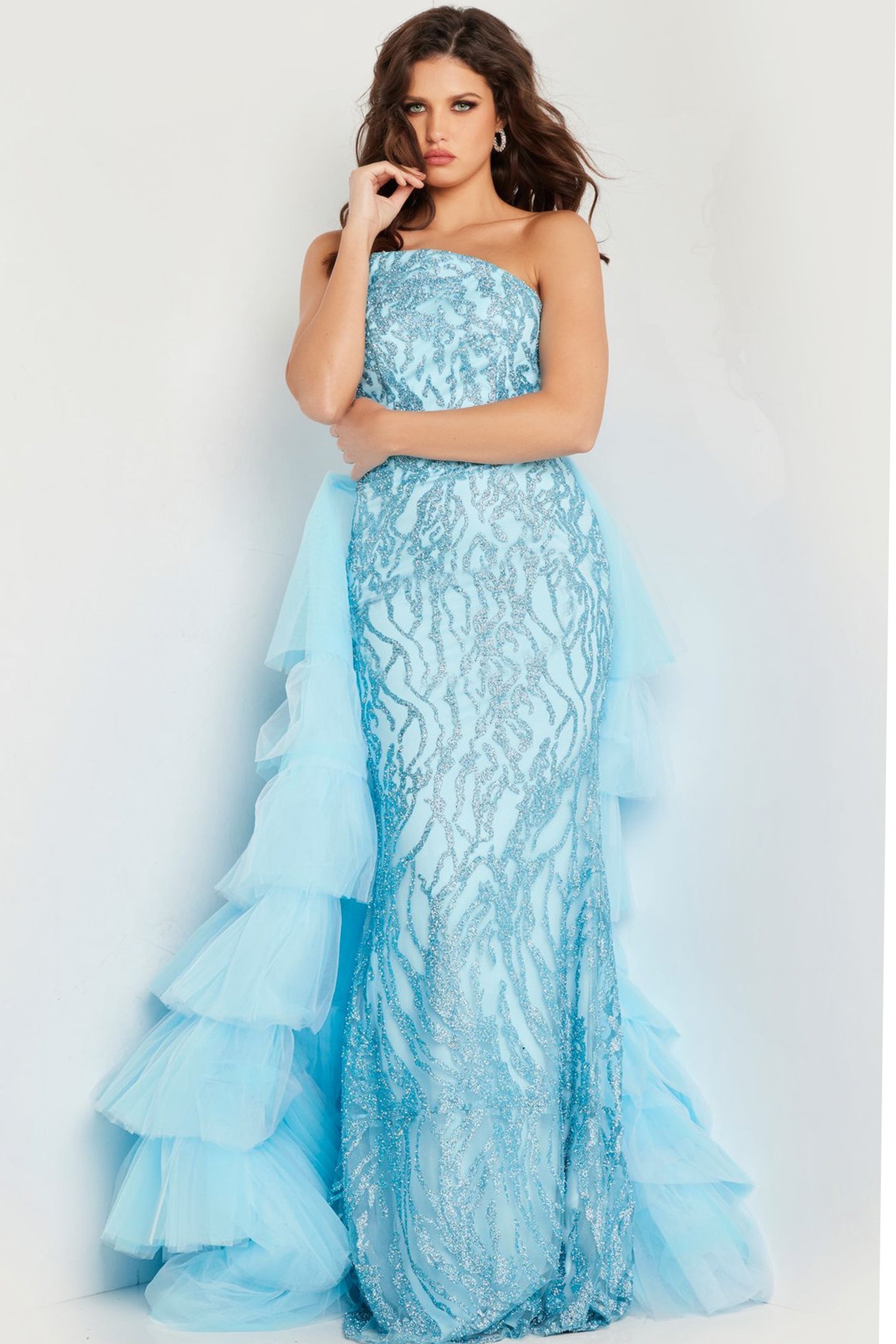 Jovani 26119 Layered Overskirt Long Formal Prom Dress