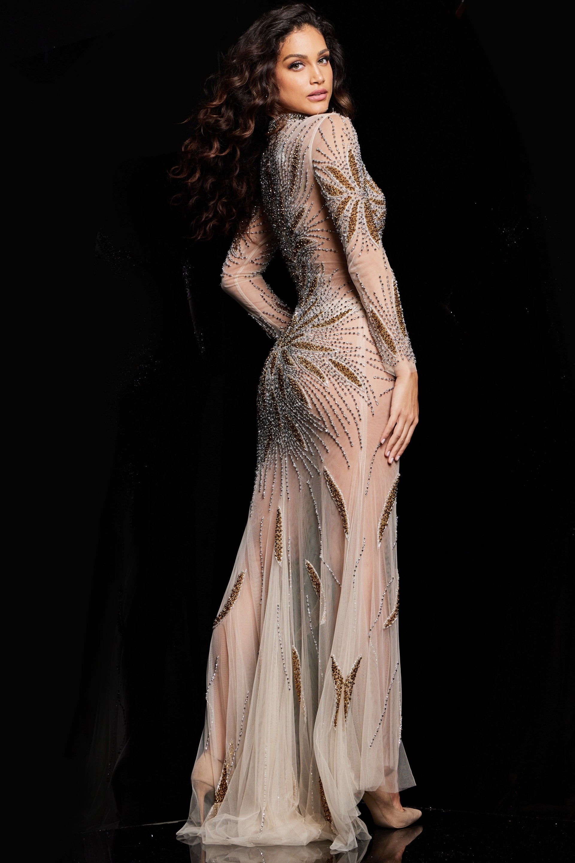 Jovani 26257 Long Sleeve Fitted Long Formal Prom Dress