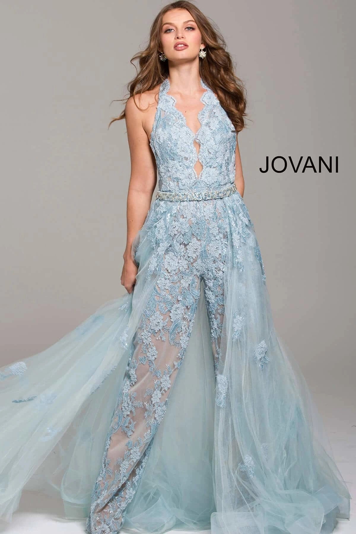 Jovani 60124 Long Formal Overskirt Prom Jumpsuit