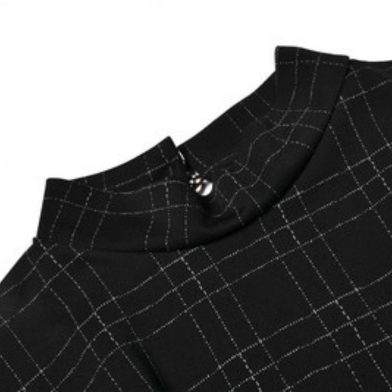 Goth Dress Gothic Harajuku Vintage Plaid Wrap Balck Mini Dress Retro Pleated Punk Long Sleeve Dark Emo Aesthetic Kpop