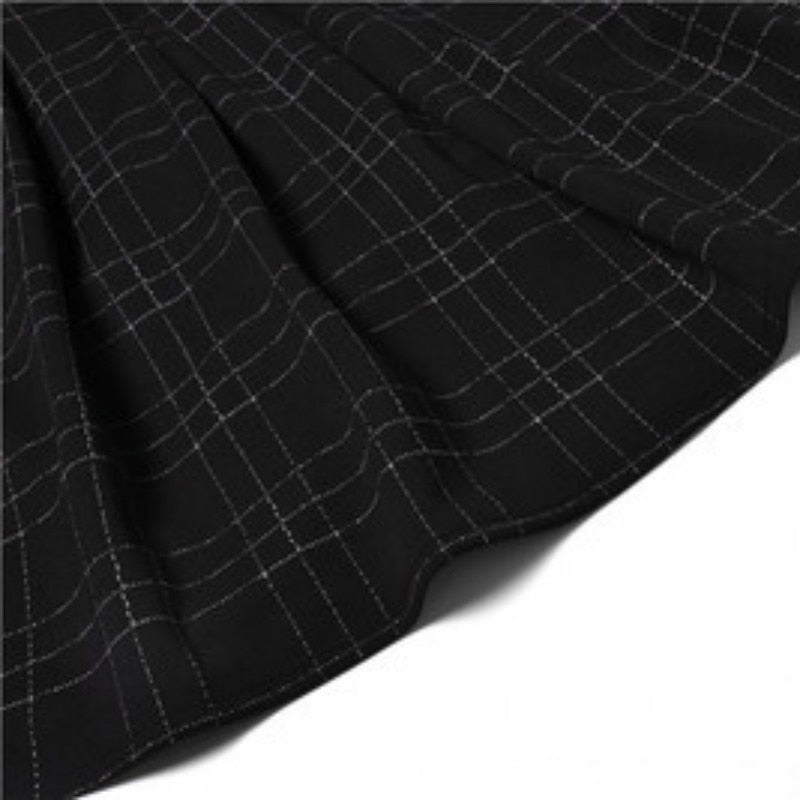 Goth Dress Gothic Harajuku Vintage Plaid Wrap Balck Mini Dress Retro Pleated Punk Long Sleeve Dark Emo Aesthetic Kpop