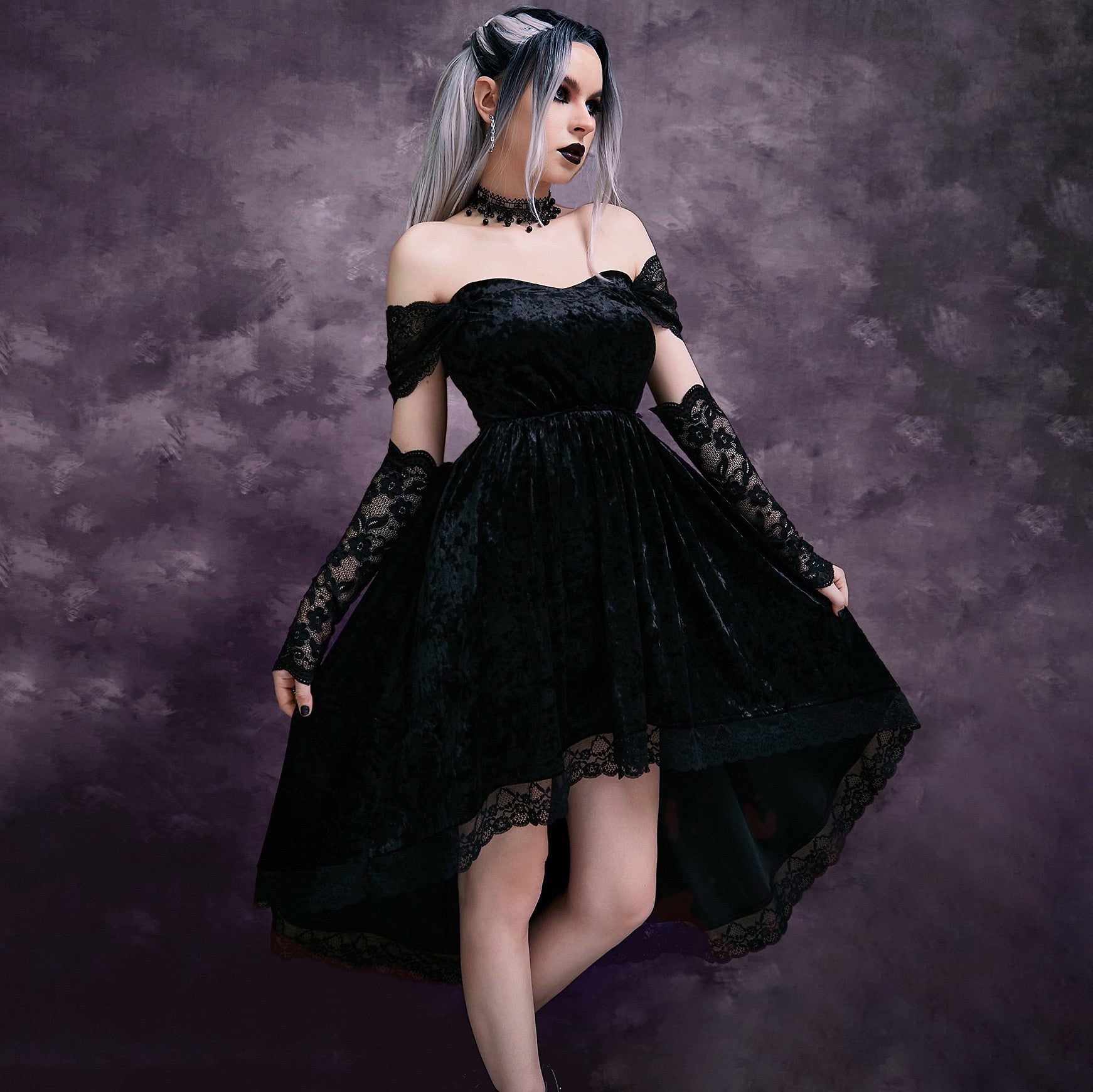 Halloween Gothic Dress Goth Lolita Y2K Mini Black Draped Bodycon Vintage Birthday for Women Satin Spring