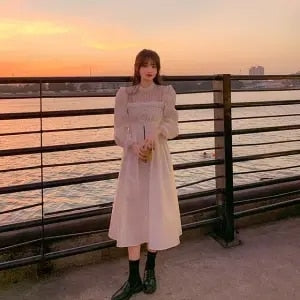 Gothic Black Lace Dress Women Casual Elegant Party Midi Ruffle Long Sleeve Dress Emo Y2k Goth Clothes 2022 Spring Robes