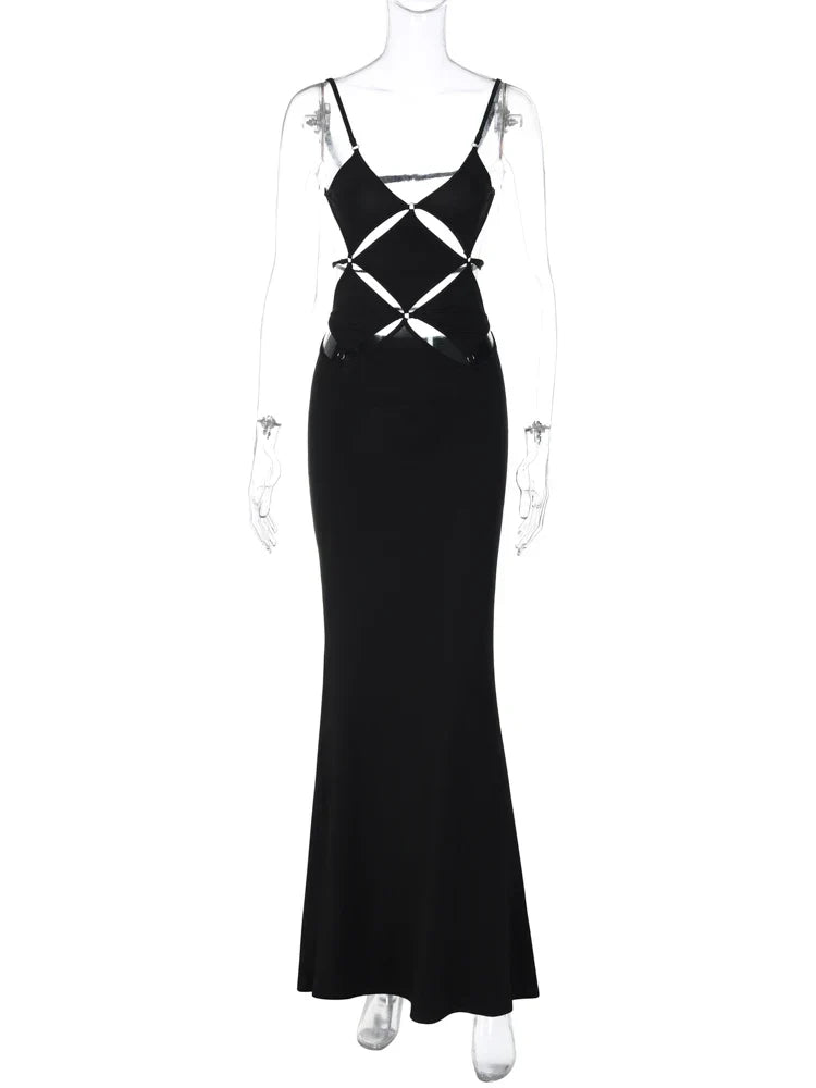Hollow backless sexy slim dress