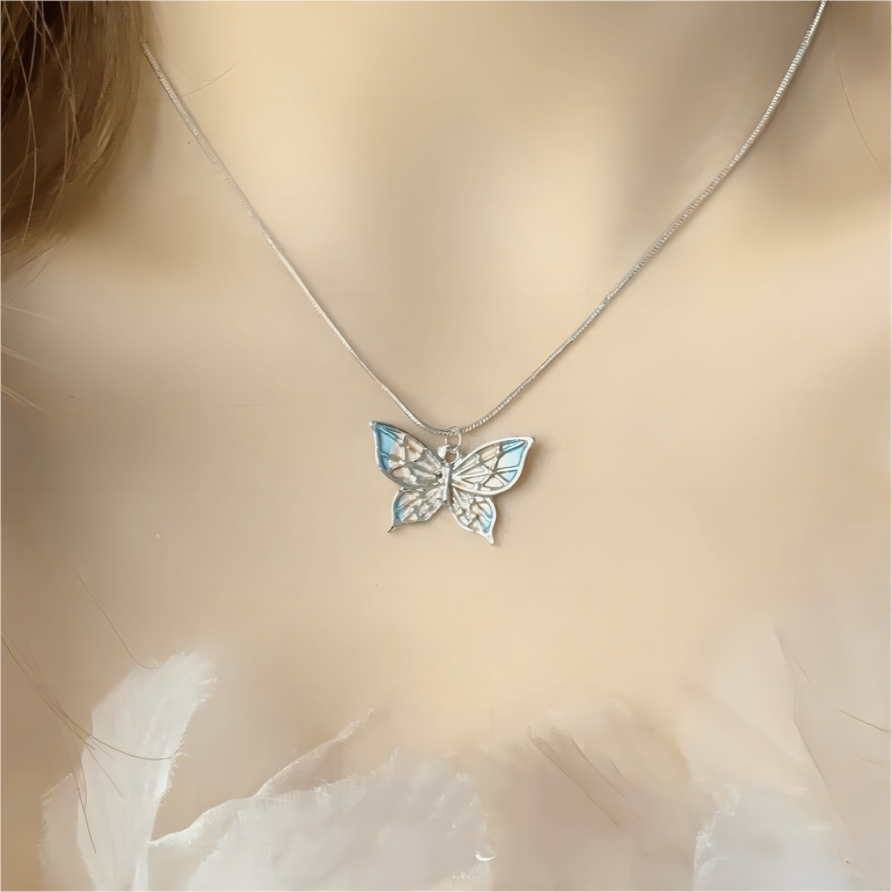 Pink Enamel Butterfly Necklace